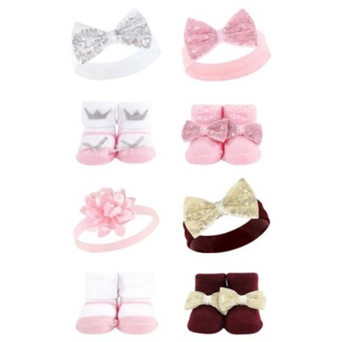 Hudson Baby Infant Girl 8Pc Headband and Socks Set, Princess Flower, 0-9 Months