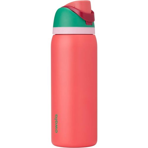 Owala FreeSip Insulated Stainless Steel Water Bottle with Straw for Sports, Travel, and School BPA-Free Sports Water Bottle, 32 oz, Strawberry Fields