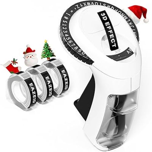 Embossing Label Maker Machine with Tapes, Vintage Embossed Label Makers Manual, Retro Embosser Old School Labeler 3PK 9mm 3/8inch 3D Labels-Waterproof for Home Office Kids DIY Craft Scrapbook