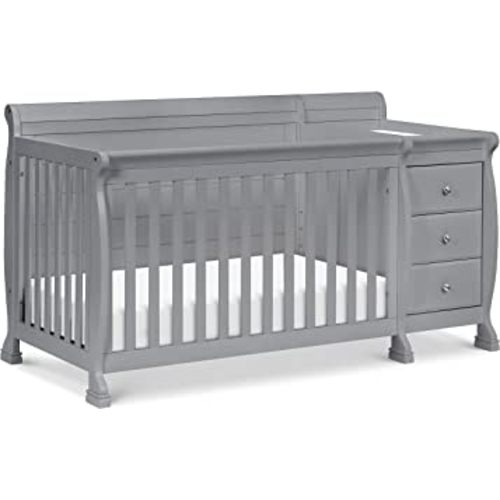 Davinci Kalani 4-in-1 Convertible Baby Crib & Changing Table Combo - GREENGUARD Gold Certified - Toddler Bed, Daybed, Full-Size Bed Conversion - 4 Adjustable Mattress Heights - Gray