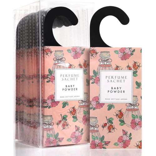 ROSE COTTAGE Large 12 Packs Baby Powder Hanging Closet Air Freshener Scented Sachets Long Lasting Smell Goods