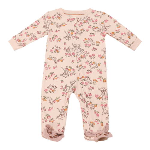 Disney Clothes Baby Girls Quilted Footie Coveralls Winnie the Pooh, Bambi and Marie Printed Onesie (0/3M-6/9M)