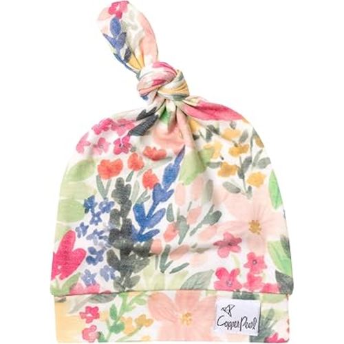 Baby Beanie Hat Top Knot Stretchy Soft"Lark" by Copper Pearl