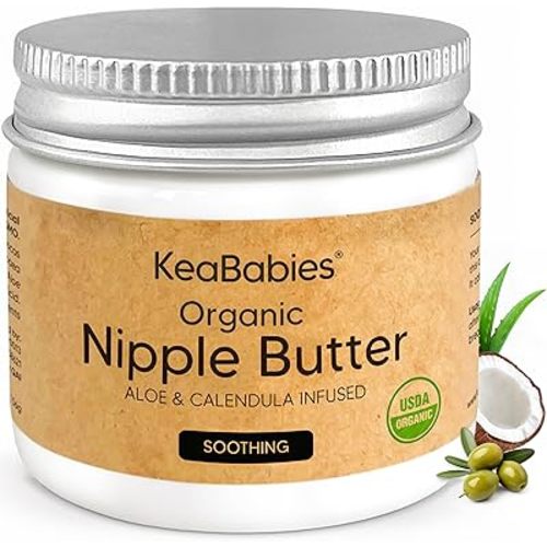 Organic Nipple Butter for Cracked, Sore, Relief - Nursing Nipple Cream Safe for Breastfeeding, 100% Natural Clean Breast Cream, Non Lanolin Balm, Mom Postpartum Breastfeeding Essentials,2oz (Soothing)