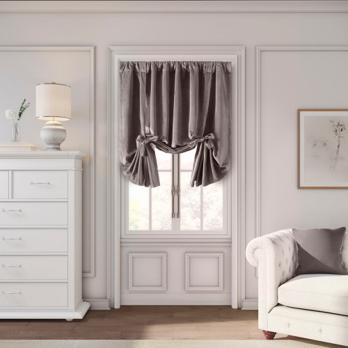 Ricardo Trading Premium Velvet Rod Pocket Tie Up Panel - Mauve, 50"W X 63"L, 1