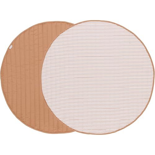 Toddlekind Organic Cotton Reversible Play Mat – 48" Handmade Blanket for Floor Activities, Tummy Time, Nursery Decor, and Family Comfort 0m+ Camel (Camel)
