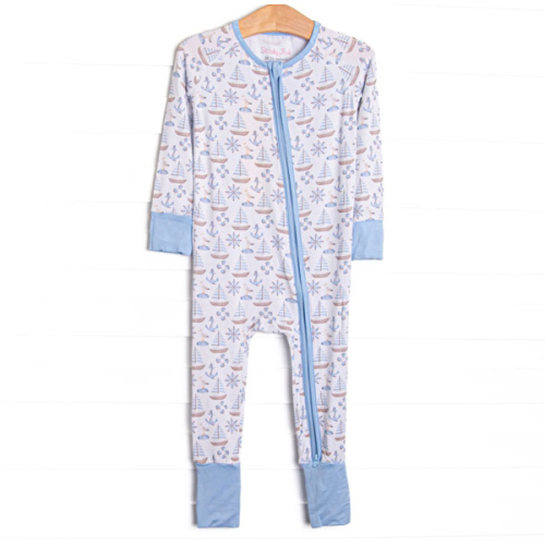 Ahoy Matey Bamboo Zippy Pajama, Blue – Stitchy Fish
