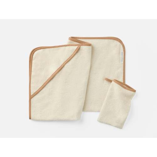 Cloud Loom™ Organic Baby Hooded Towel and Bath Mitt Set