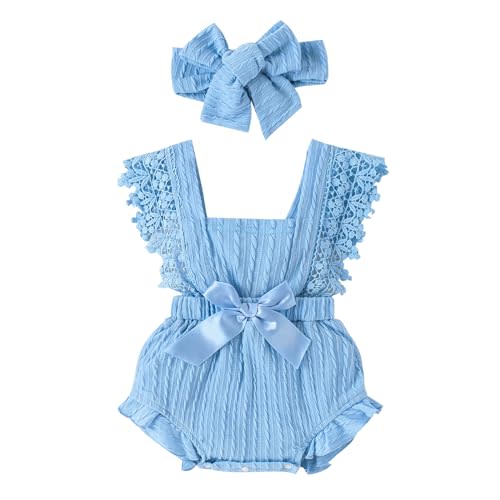 Douhoow Infant Baby Girl Plaid Romper Baby Short Sleeve Pleated Romper Bodysuit Summer Spring Outfits