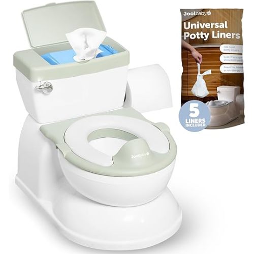 Jool Baby Real Feel 2-in-1 Potty with Wipes Storage, Flushing Sounds & Disposable Liners - Realistic Toilet - Easy to Clean & Assemble (Sage)