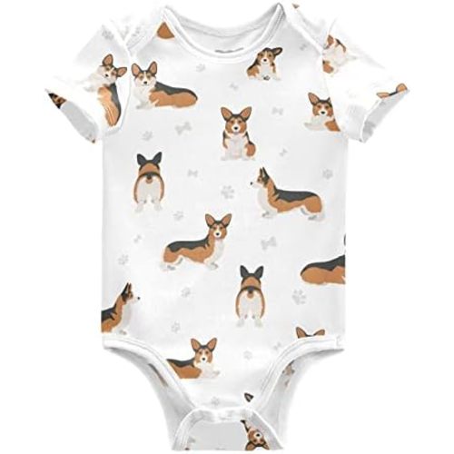 vvfelixl Baby Girls' Bodysuits Black Pug White Short Sleeve Cotton Baby Clothes For Girls 0-24 Months