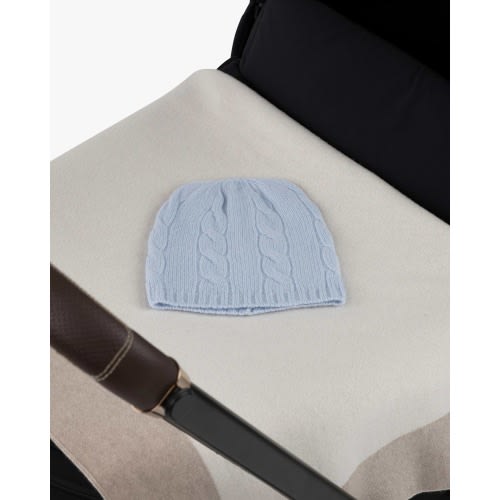 Cable Knit Baby Hat - Light Blue