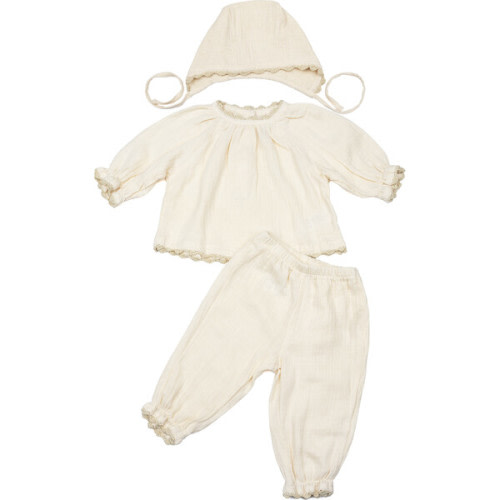 Gauze Three Piece Set, Cloud - Wild Wawa | Maisonette