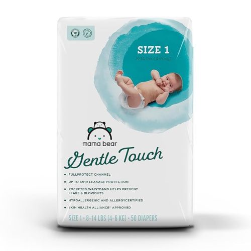 Amazon Brand - Mama Bear Gentle Touch Diapers, Hypoallergenic, Leakage Protection, Size 1, 50 Count