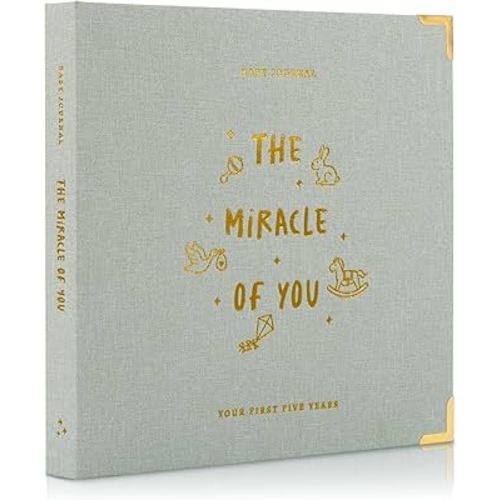 Keepsake Baby Memory Book for Boys and Girls – Timeless First 5 Year Baby Book – Neutral Journal Scrapbook or Photo Album - Record a Milestone for Every Event from Birth to Age 5