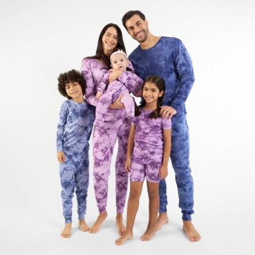 Leveret Kids Footed Cotton Matching Family Pajamas Tie Dye Purple Mix 3