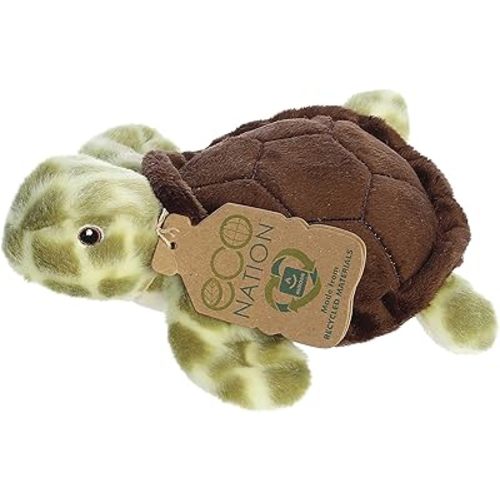 Aurora® Responsibly Made Eco Nation™ Eco Softies™ Sea Turtle Stuffed Animal - Ideal for Playtime Adventures - Perfect for Birthdays or Just Because - Green 7.5 Inches