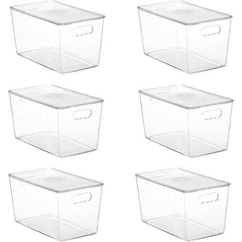 Vtopmart 6 Pack Clear Stackable Storage Bins with Lids and Handles, Large