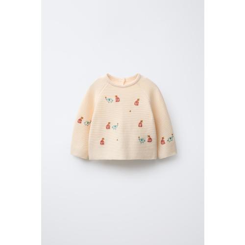 EMBROIDERED ELEPHANT KNIT SWEATER 9-12 months - Ecru | ZARA United States