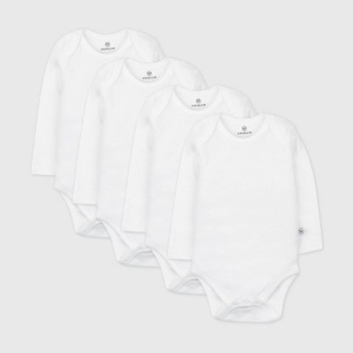 Honest Baby 4pk Organic Cotton Long Sleeve Bodysuit - White, Size: 3-6M