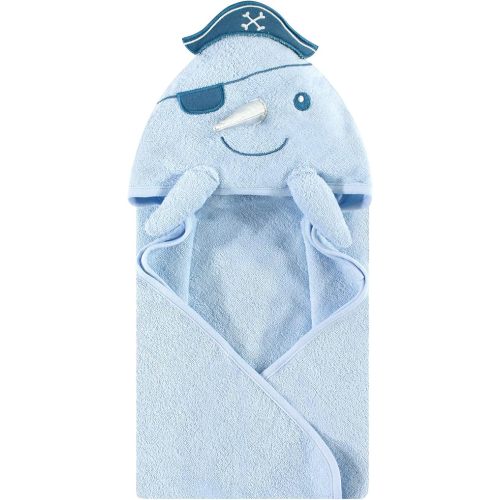 Hudson Baby Unisex Baby Cotton Animal Face Hooded Towel, Narwhal, One Size
