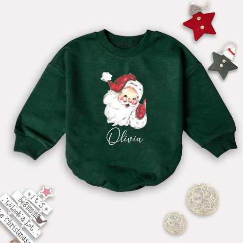 Christmas Santa Claus Baby Romper, Personalised Christmas Baby Bodysuit, Coquette Merry Christmas Baby Outfit Gift, Xmas Baby Shower