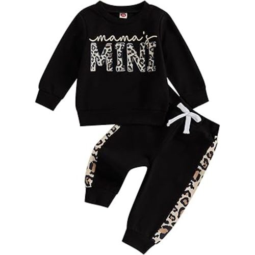 Kupretty Baby Girl Fall Winter Clothes Toddler Outfit Letters Graphic Crewneck Sweatshirts + Joggers Pants Set
