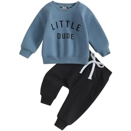 Newborn Baby Boy Fall Clothes Long Sleeve Round Neck Letter Print Sweatshirt Top Long Pants Cute Toddler Winter Outfits