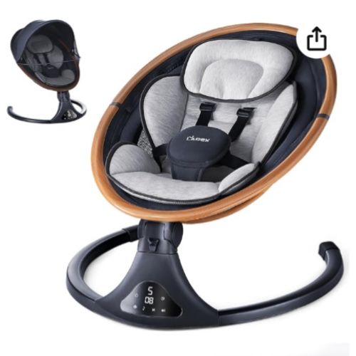 LAREX Baby Swing to Toddler Electric Infant Swing Portable for Newborn Boy Girl, 5 Sway Speeds with Remote Control, 12 Preset Melodies and Bluetooth, 0-6 Months Max 20 Lbs (Gray)