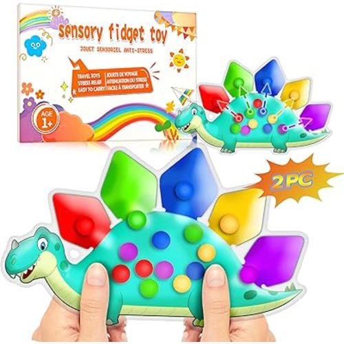 UIIOPJIOM 2PC Dinosaur Color Sorting Sensory Toys for Toddler, Montessori Toy Learning Activities Quiet Calm Down Fidgets for Classroom Valentine for 3 4 5 Year Old Boy Easter Basket Stuffer Gift