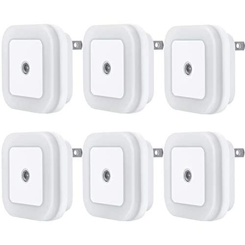 Uigos LED Night Light Lamp with Smart Sensor Dusk to Dawn Sensor, Daylight White, 0.5W Plug-in, 6-Pack