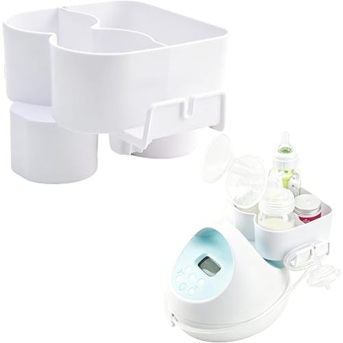 Bottle & Hose Holder for New Spectra S1, S2 Plus Breast Pump (New Model/NOT Round Hole), Portable Bottle Organizer with Extra Storage for Essentials, Dual Hose Management, Baby Safe(Holder Only)