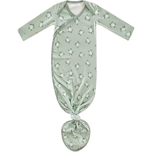 Copper Pearl Baby Gown - Knotted Newborn Sleepers for Baby Boy and Girl, Soft Stretchy Long Sleeve Infant Gowns with Bottom Tie and Hand Mittens, Perfect Hospital Coming Home Outfit (Wade)