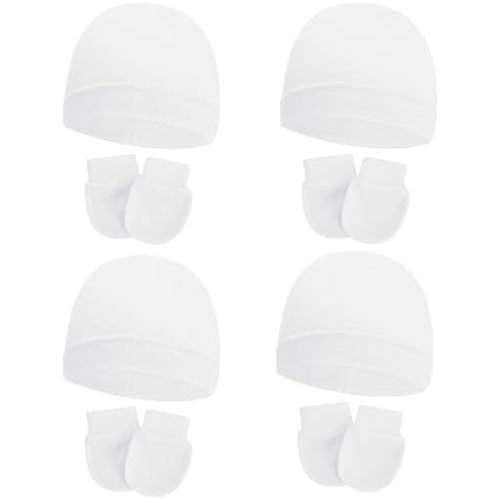 American Trends Baby Beanies for Boys Girls Newborn Infant Hat with Mittens Cute Cotton Hospital Hats for 0-6 Months