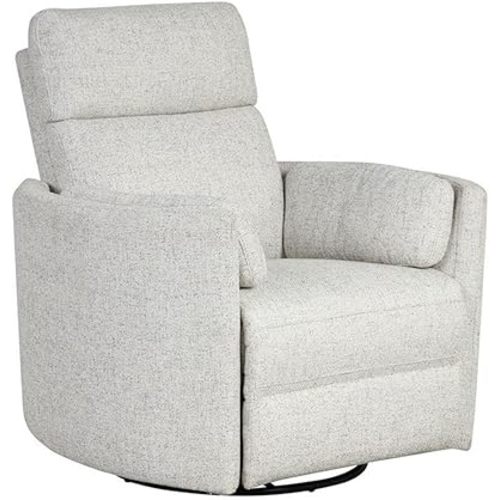Pemberly Row Contemporary Fabric Power Swivel Glider Recliner in Natural Quartz