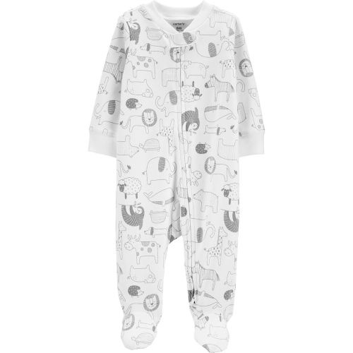 Animal 2-Way Zip Cotton Sleep & Play - Multi - NB