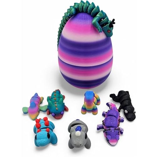 Mystery Mini Animal Packs - 3D Printed Articulating Figurines - Unique and Fun Designs Includes Mystery Egg - Stress Relief (Fantasy Pack)