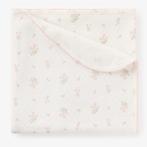 Folklore Floral Print Organic Cotton Pointelle Baby Blanket – Elegant Baby