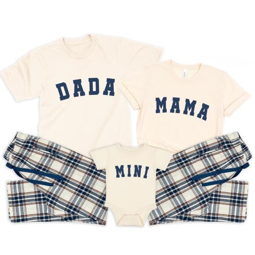 Family Matching Pajamas and Bodysuit. New Mom Dad and Baby Loungewear. Baby Shower Gift. New mom gift. Mama Dada Mini Hospital Outfit.