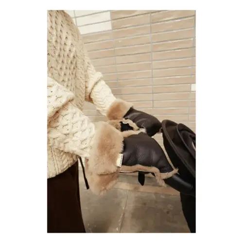 BINIBAMBA - Lambskin stroller mittens - Toast