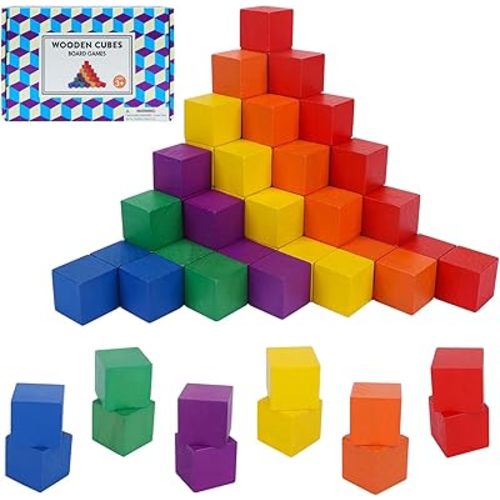 108 Pack 1 Inch Wooden Blocks, 6 Colors STEM Math Sorting Toys, Wood Building & Stacking Blocks for Toddlers, Classroom Learning Wooden Cube Blocks, Creative Play & DIY Craft for Kids Ages 3+