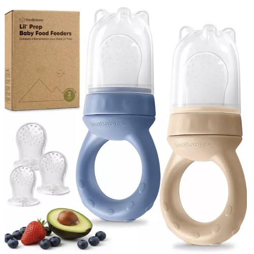 2-Pack Prep Baby Food Feeder, BPA-Free Silicone Baby Fruit Feeder for Teething, 6-12 Months BLW Feeding Essentials