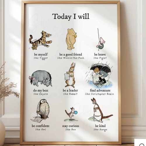 Winnie-the-Pooh Positive Affirmations Nursery Wall Art