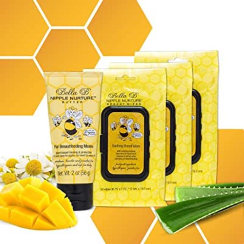 BELLA B Bundle: Nipple Nurture Butter 2oz and Nipple Nurture Breast Wipes 3-Pack, Gift For Mom, Pregnancy Gift (Bundle)