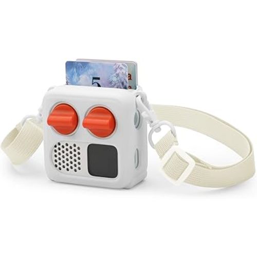 Silicone Protective Case for Yoto Mini (2024 Edition) Player, Skin Cover Sleeve Fitted Protective Jacket for Yoto Mini Kids Audio Player, Easy-to-Carry with Shoulder Strap (White)