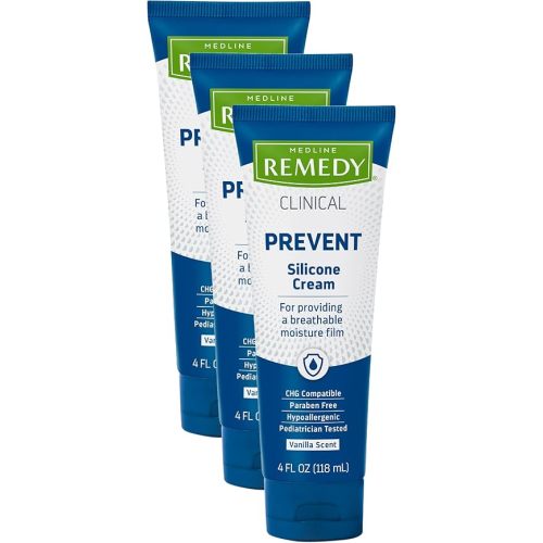 Medline Remedy Clinical Silicone Cream (4 oz Tube), Vanilla Scent, Breathable Film, Soothing, Moisturizing, Nourishing, Hydrating Skin Care, For Cracked, Chapped, Sensitive Skin (Pack of 3)