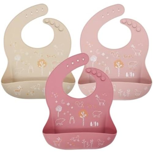Silicone Bibs For Babies-3 Silicone Baby Bibs, Baby Bibs For Eating, Silicone, Washable Bibs, Feeding bibs, silicone bib,