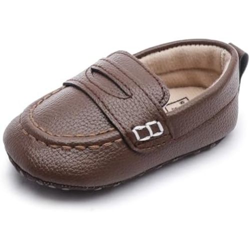 Infant Baby Boys Loafers Soft Sole PU Leather Toddler Moccasins Girls First Walking Crib Dress Shoes
