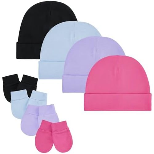 Zando Anti-Scratch Baby Hats Mittens Warm Newborn Infant Boys Girls 0-6M