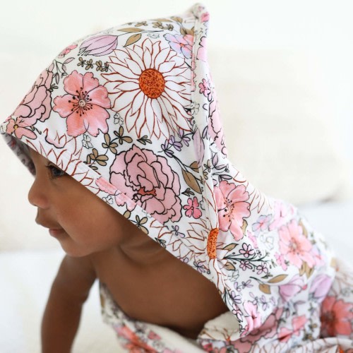 Bamboo Hooded Towel | Purple Floral